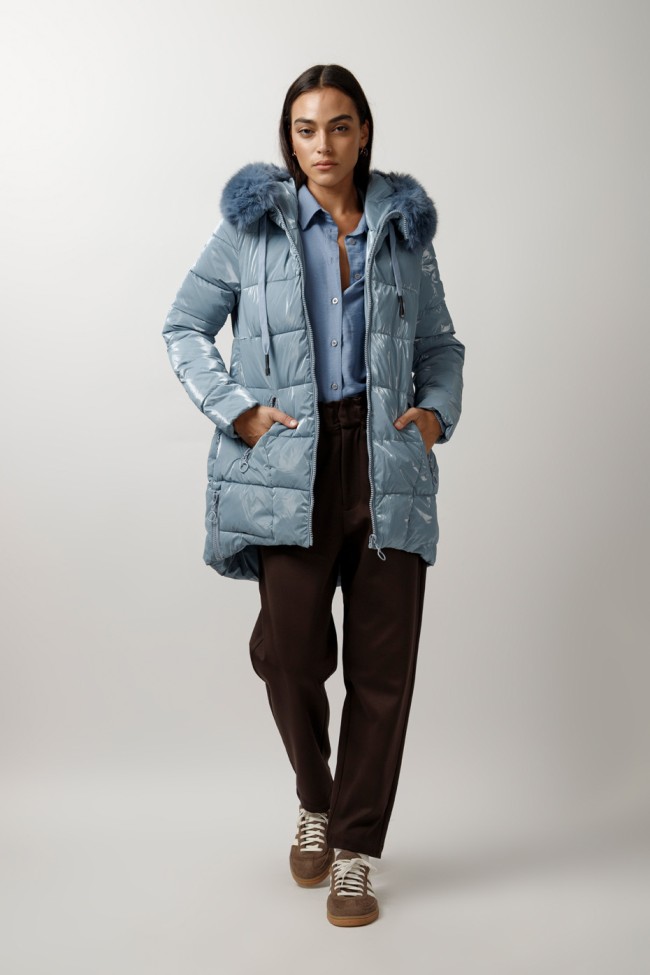 LONG JACKET WITH FUR HOOD