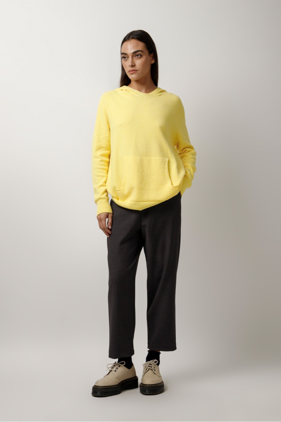 KNITTED HOODED SWEATSHIRT