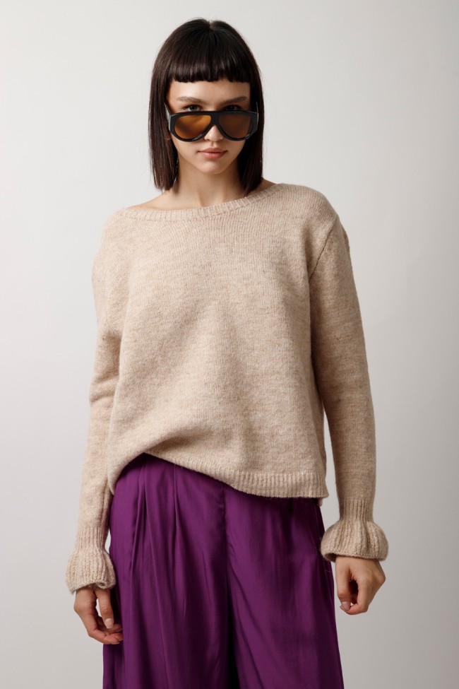 KNITTED BLOUSE WITH RUFFLES SLEEVES