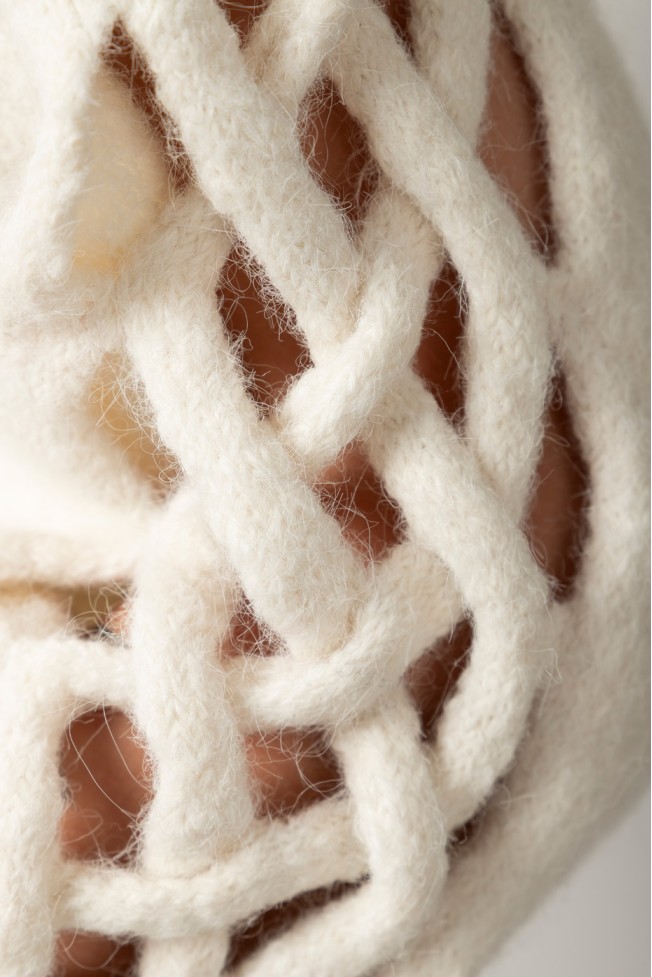 KNITTED BLOUSE WITH BRAIDED SLEEVES