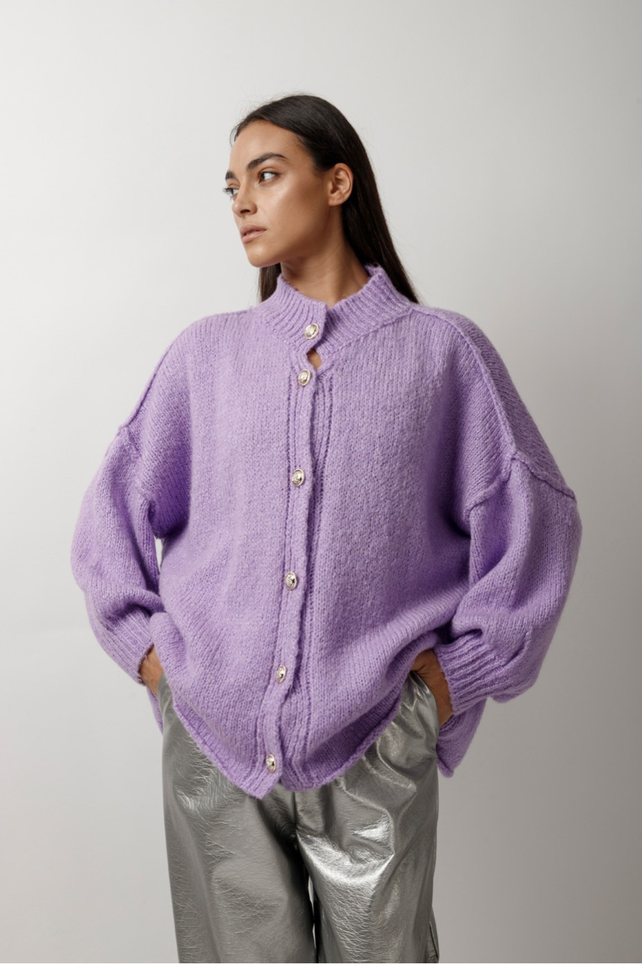 OVERSIZED KNITTED CARDIGAN WITH BUTTONS