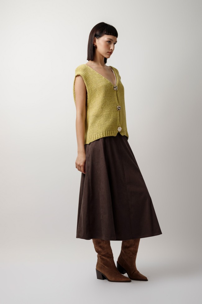 SLEEVELESS KNITTED CARDIGAN WITH BUTTONS