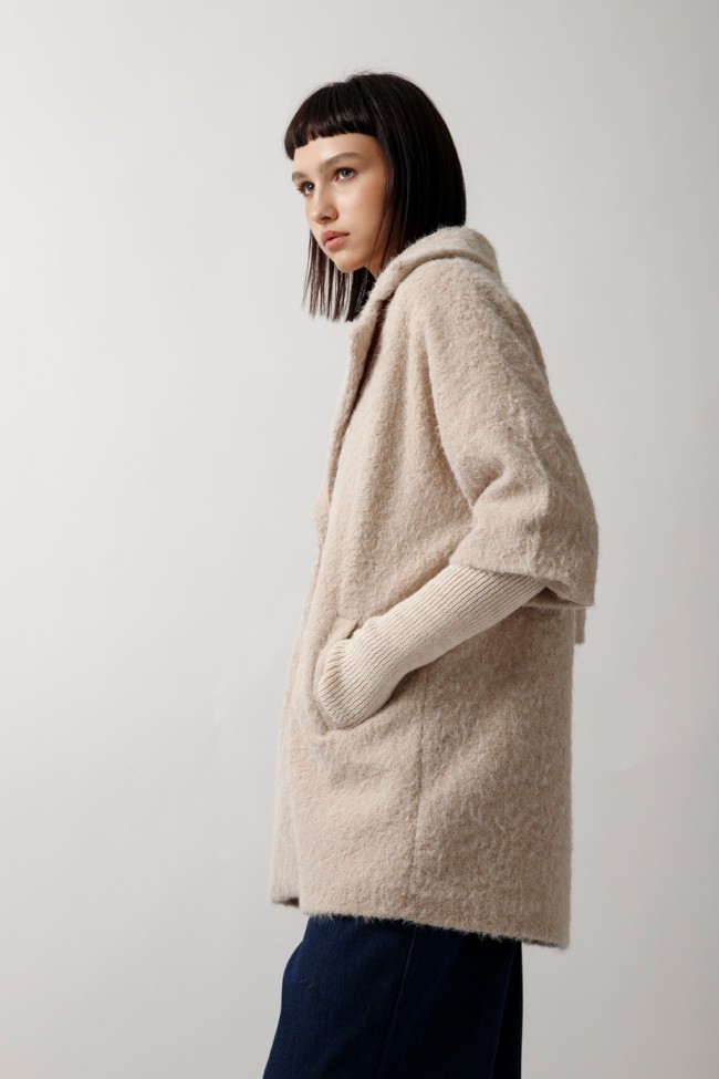 SOFT JACKET WITH KNITTED SLEEVES