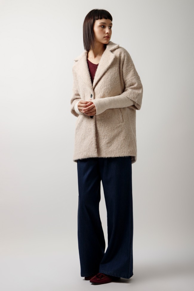 SOFT JACKET WITH KNITTED SLEEVES