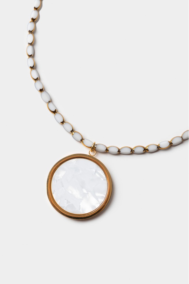NECKLACE WITH GLASS STONES WITH OPAL MOTIF