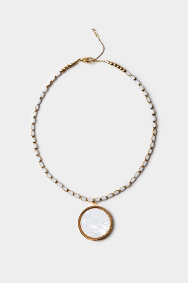 NECKLACE WITH GLASS STONES WITH OPAL MOTIF