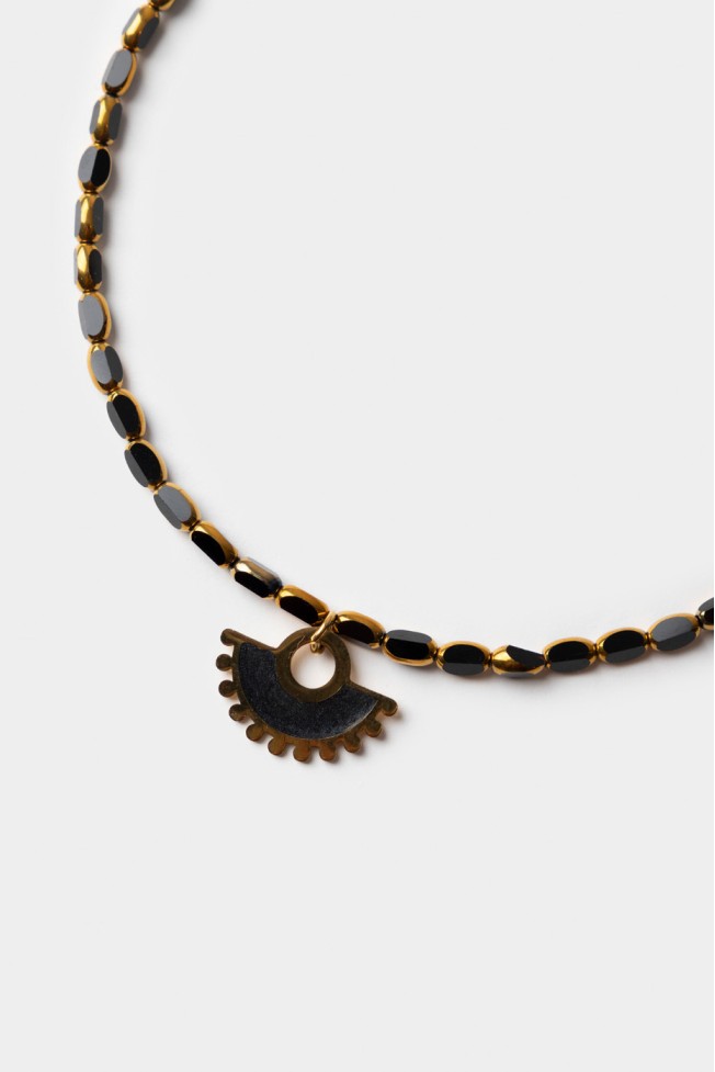 NECKLACE WITH GLASS STONES AND ENAMEL MOTIFS