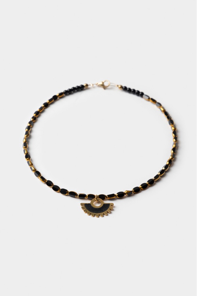 NECKLACE WITH GLASS STONES AND ENAMEL MOTIFS