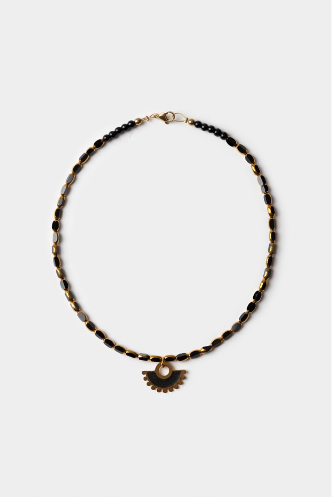 NECKLACE WITH GLASS STONES AND ENAMEL MOTIFS