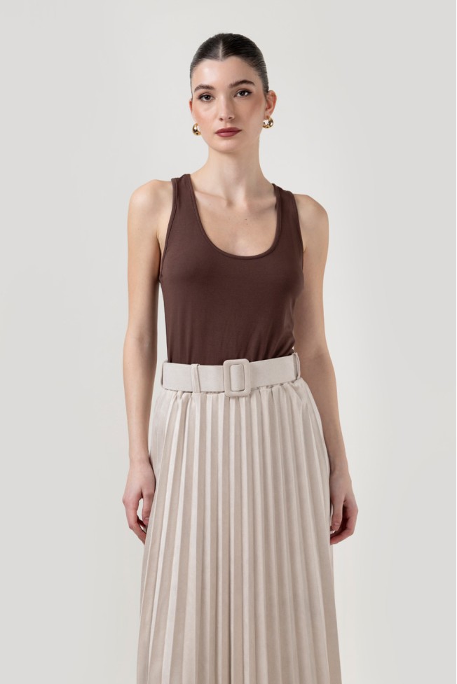 PLEATED MIDI SKIRT WITH BELT