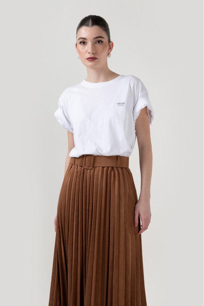 PLEATED MIDI SKIRT WITH BELT