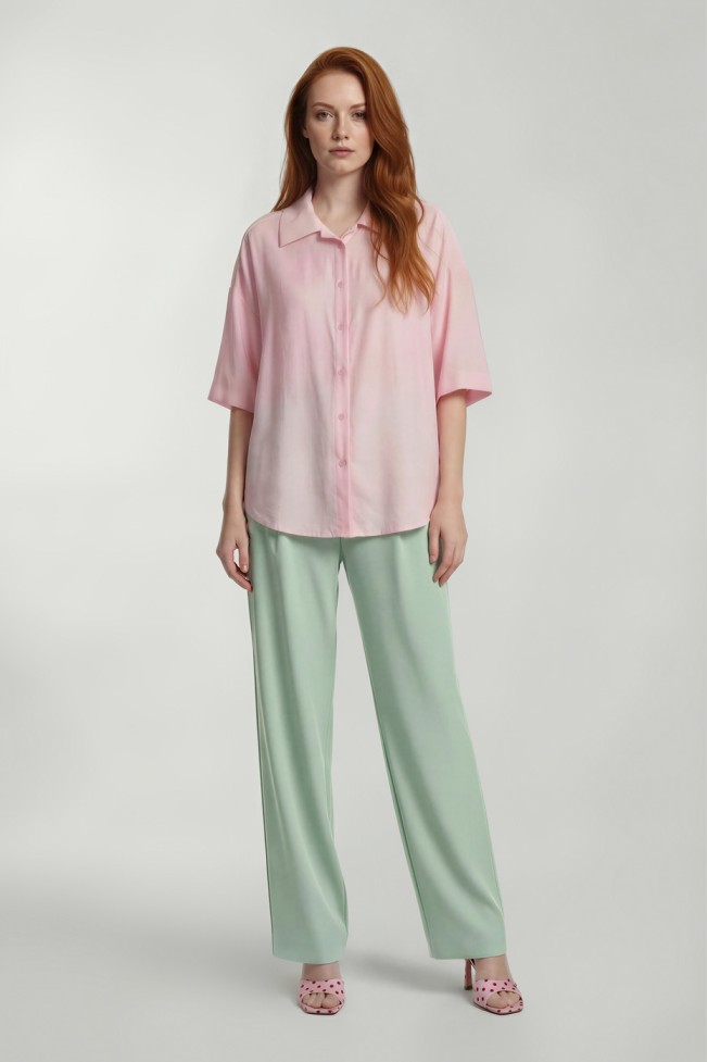 SEE-THROUGH SHIRT WITH 3/4 SLEEVE