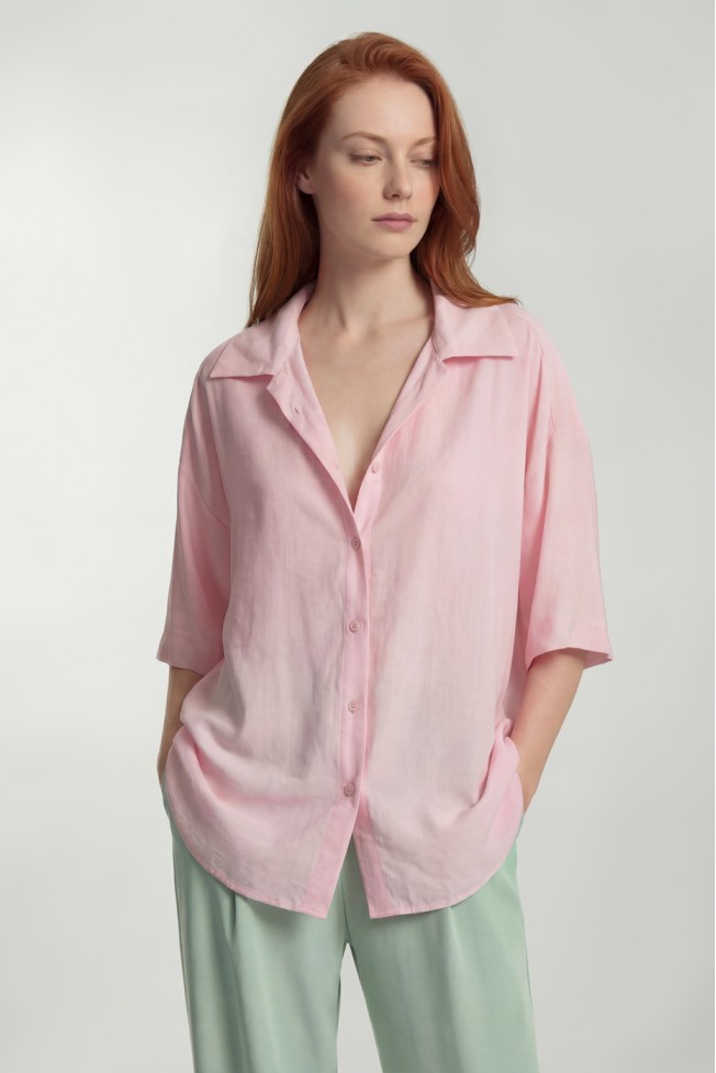 SEE-THROUGH SHIRT WITH 3/4 SLEEVE