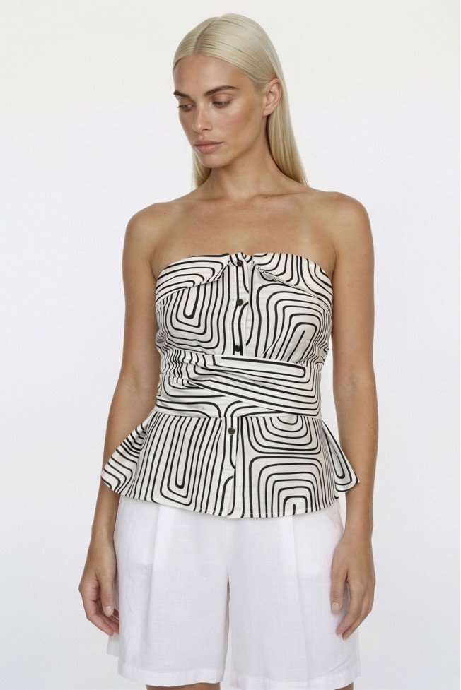 ΜΠΛΟΥΖΑ STRAPLESS ΕΜΠΡΙΜΕ ΜΕ ΚΟΥΜΠΙΑ
