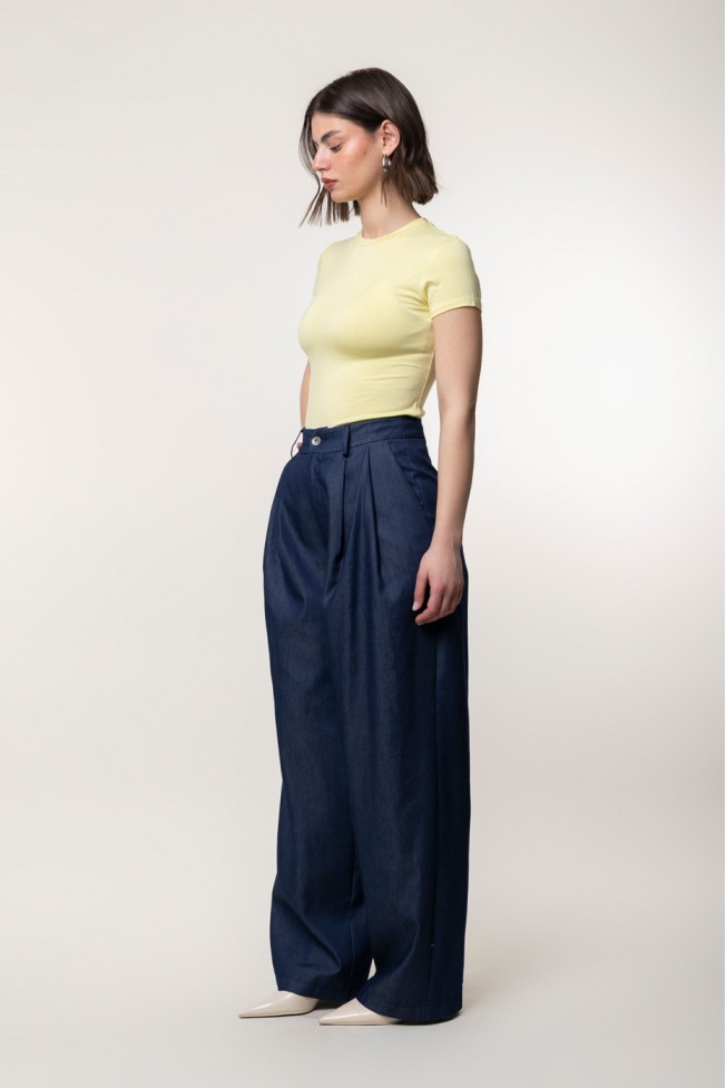 ΠΑΝΤΕΛΟΝΙ DENIM WIDE LEG ΜΕ ΠΙΕΤΕΣ