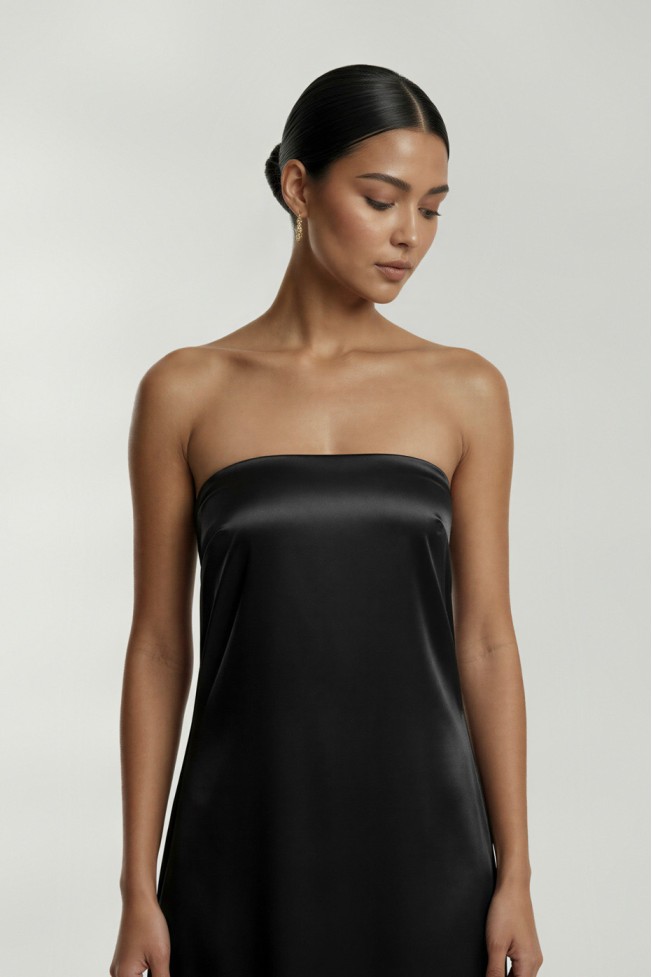 ΦΟΡΕΜΑ STRAPLESS ΣΑΤΕΝ ΜΕ ΛΑΣΤΙΧΟ