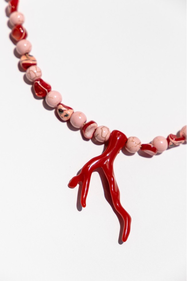 PINK CHAOLITES IVORY NECKLACE