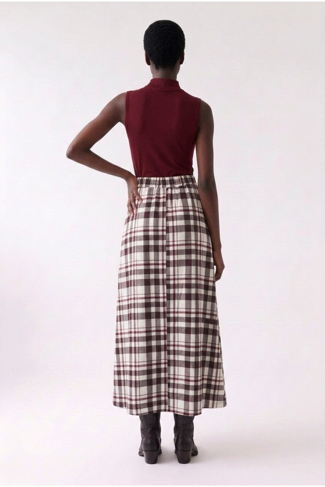PLAID SKIRT WITH SLIT
