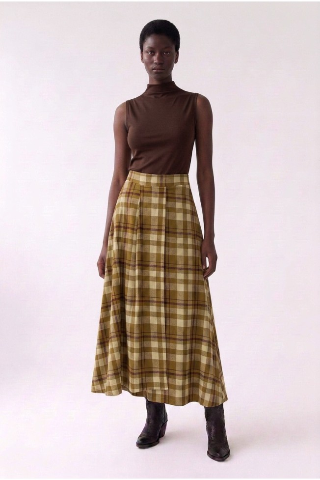 PLAID SKIRT WITH SLIT