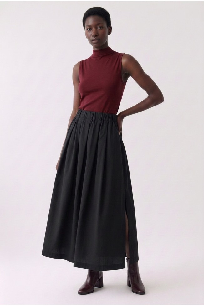 COTTON SKIRT WITH SPLIT