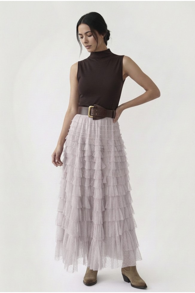 MAXI SKIRT POLKA DOT WITH RUFFLES