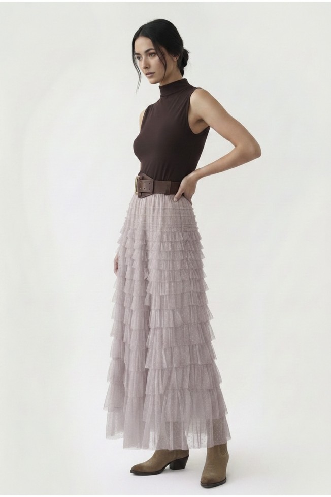 MAXI SKIRT POLKA DOT WITH RUFFLES