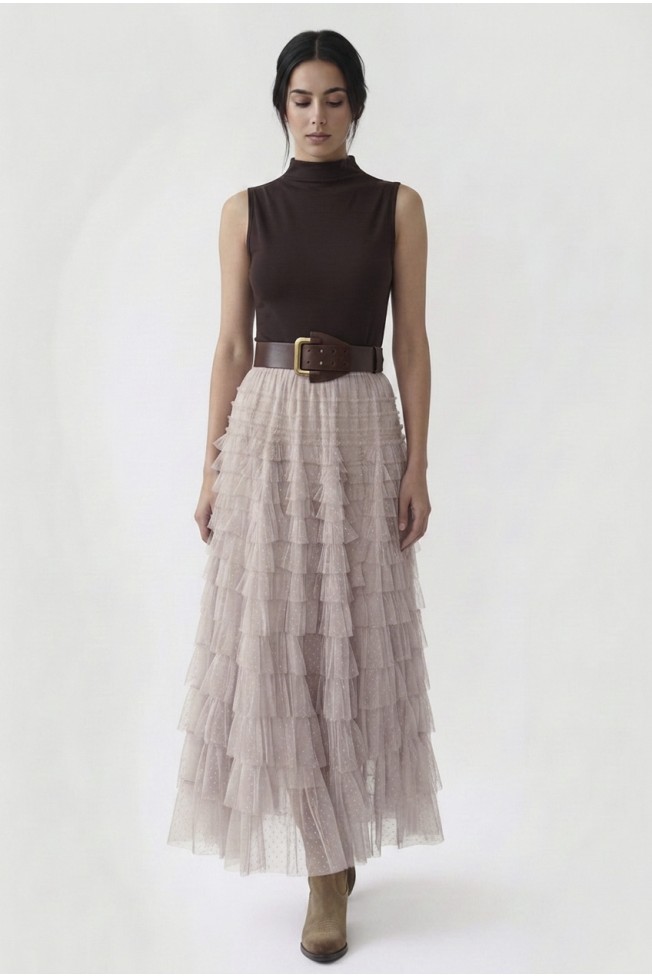 MAXI SKIRT POLKA DOT WITH RUFFLES
