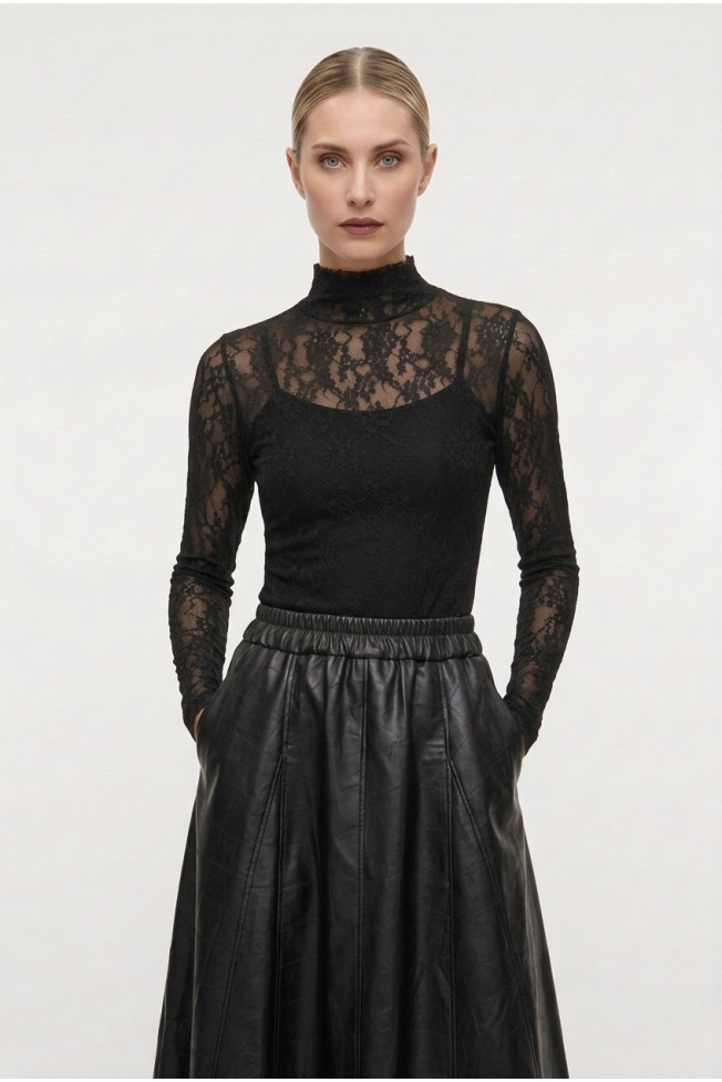 MIDI FAUX LEATHER SKIRT