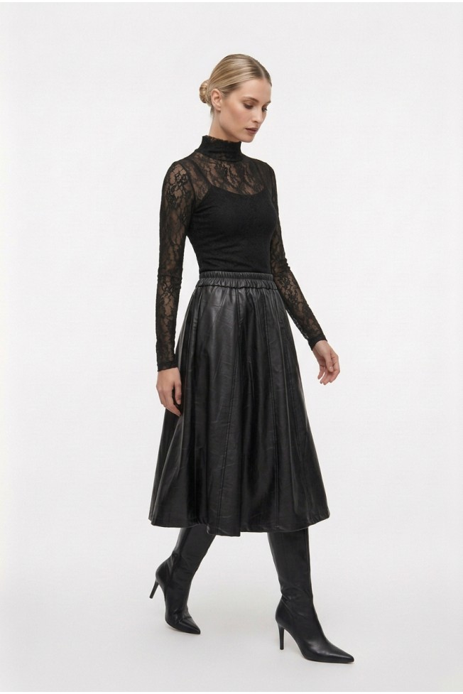 MIDI FAUX LEATHER SKIRT
