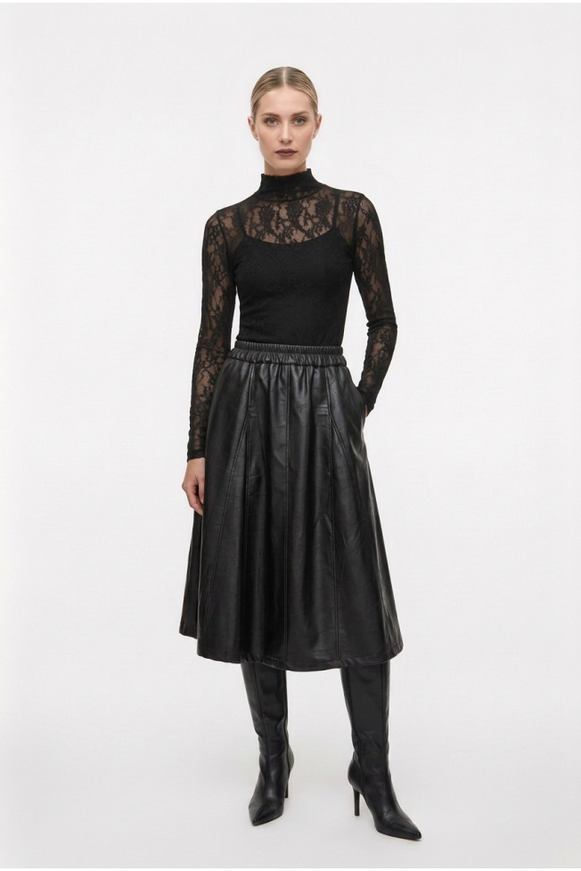 MIDI FAUX LEATHER SKIRT