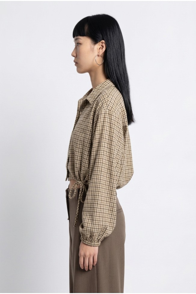 MAO PLAID SHIRT WITH PLEAT