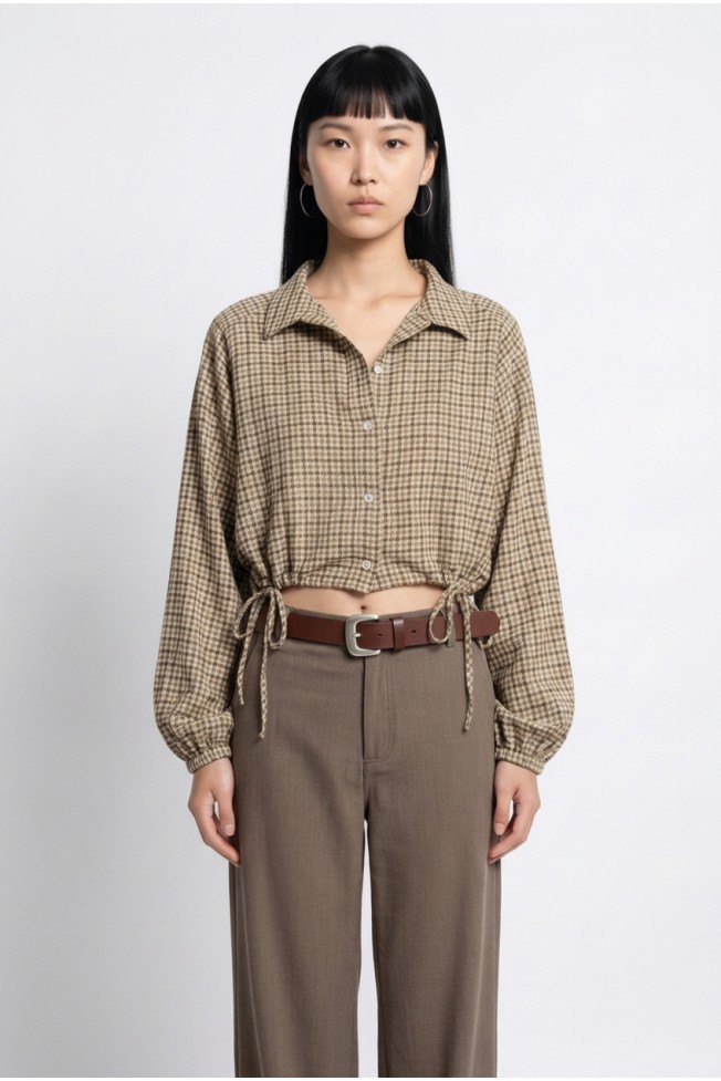 MAO PLAID SHIRT WITH PLEAT