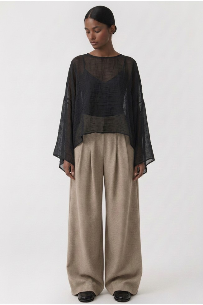 LONG SLEEVE SEE-THROUGH BLOUSE