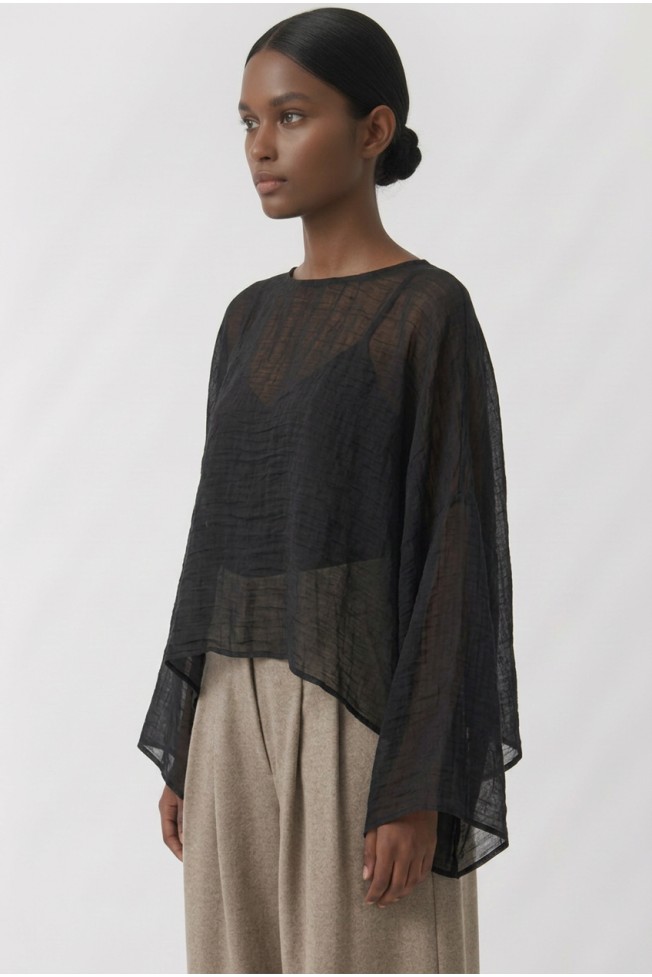 LONG SLEEVE SEE-THROUGH BLOUSE