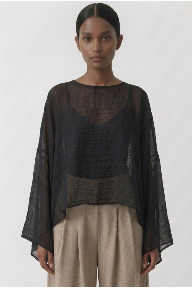 LONG SLEEVE SEE-THROUGH BLOUSE