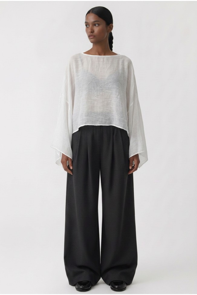 LONG SLEEVE SEE-THROUGH BLOUSE