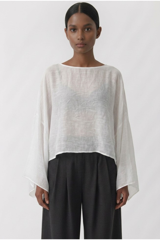 LONG SLEEVE SEE-THROUGH BLOUSE