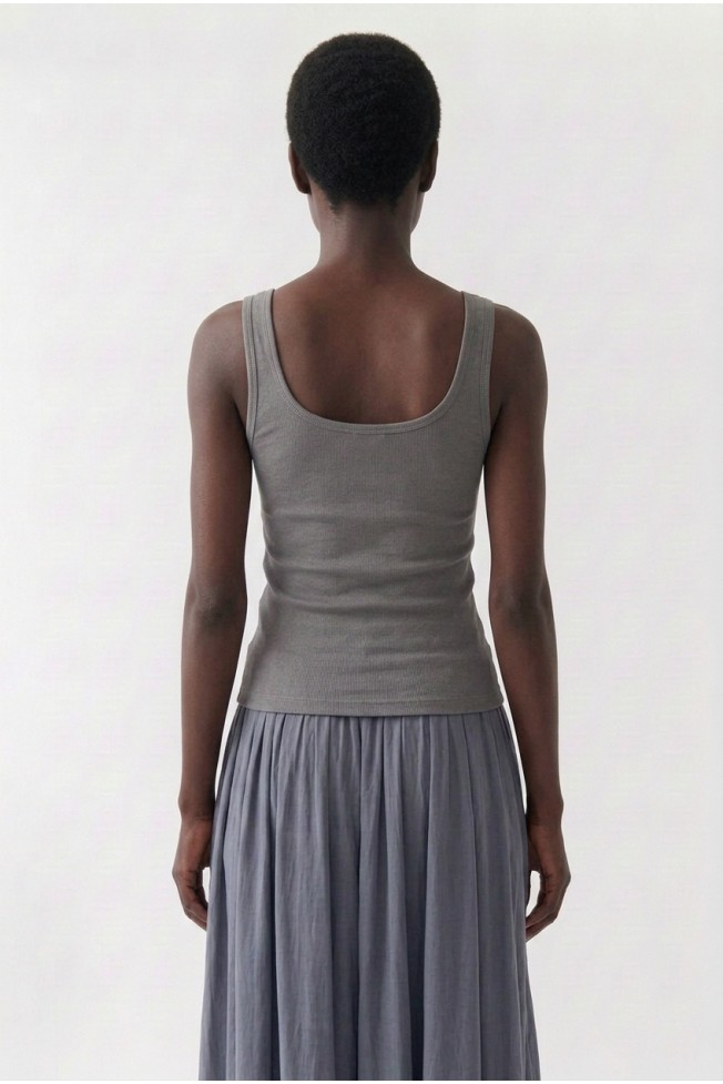 SLEEVELESS RIB BLOUSE