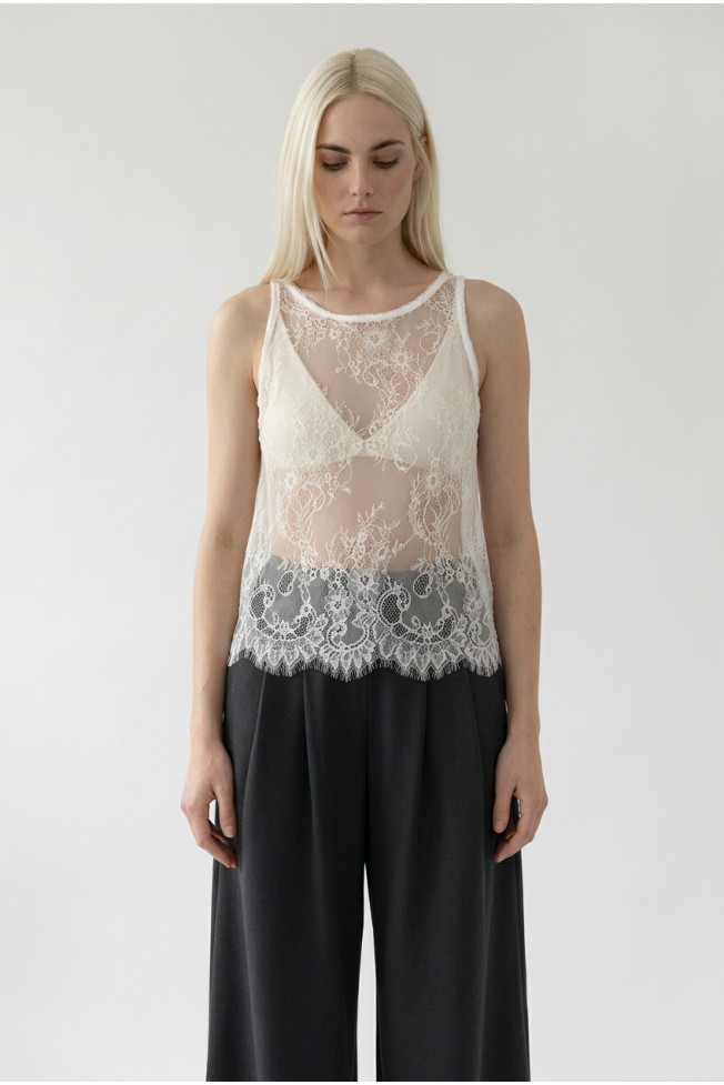 SLEEVELESS LACE BLOUSE