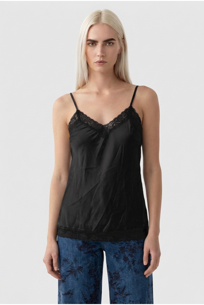 SATIN BLOUSE WITH THIN STRAPS