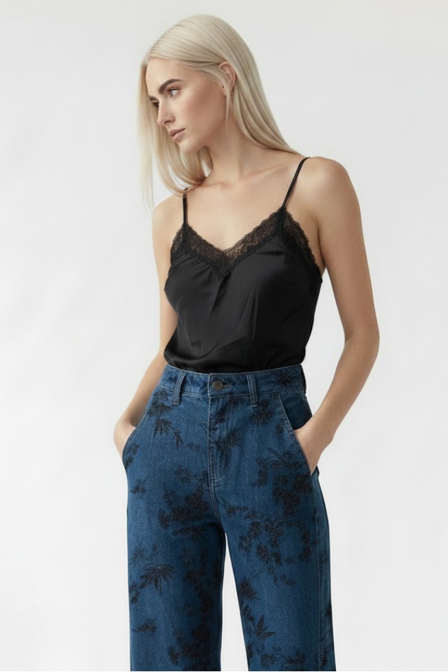 SATIN BLOUSE WITH THIN STRAPS
