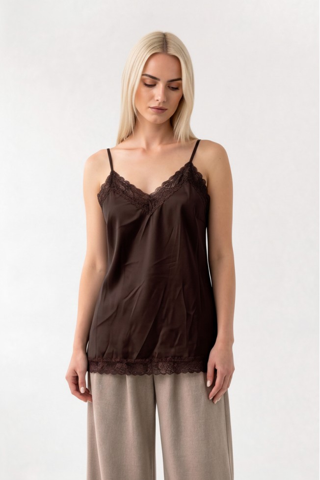 SATIN BLOUSE WITH THIN STRAPS