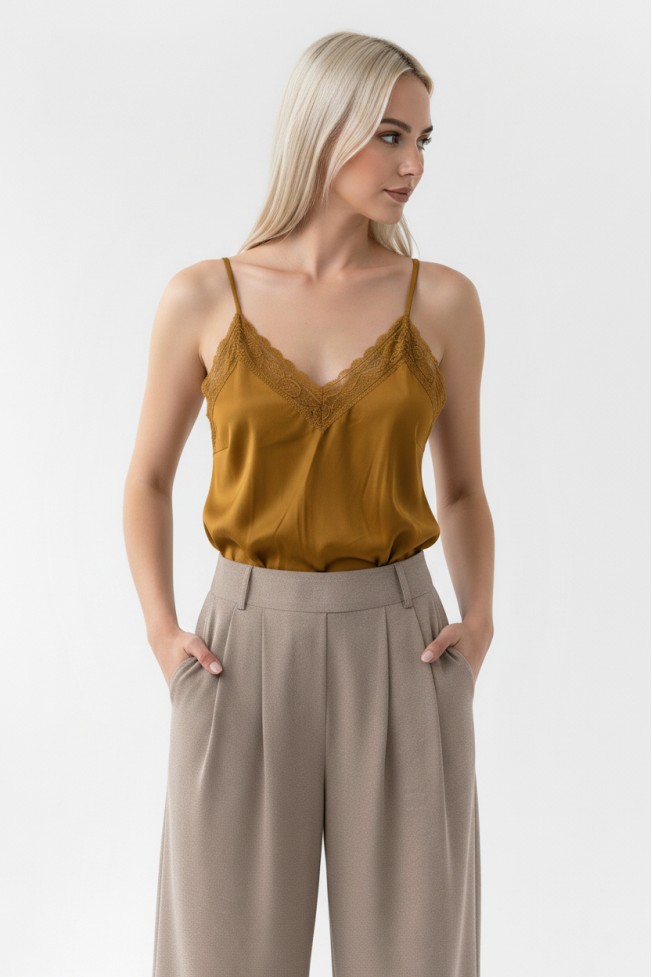 SATIN BLOUSE WITH THIN STRAPS