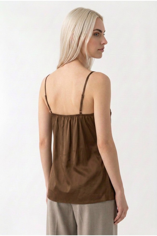 SATIN BLOUSE WITH THIN STRAPS AND BUTTONS