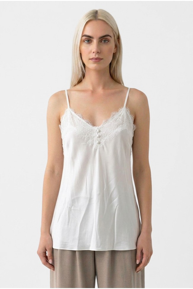 SATIN BLOUSE WITH THIN STRAPS AND BUTTONS