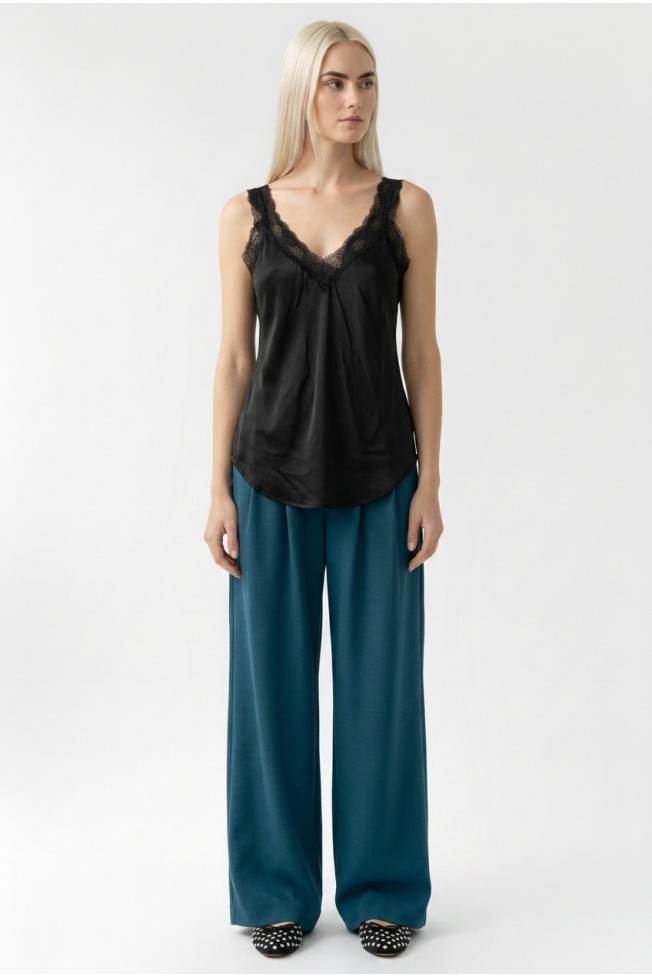 SATIN BLOUSE WITH LACE V