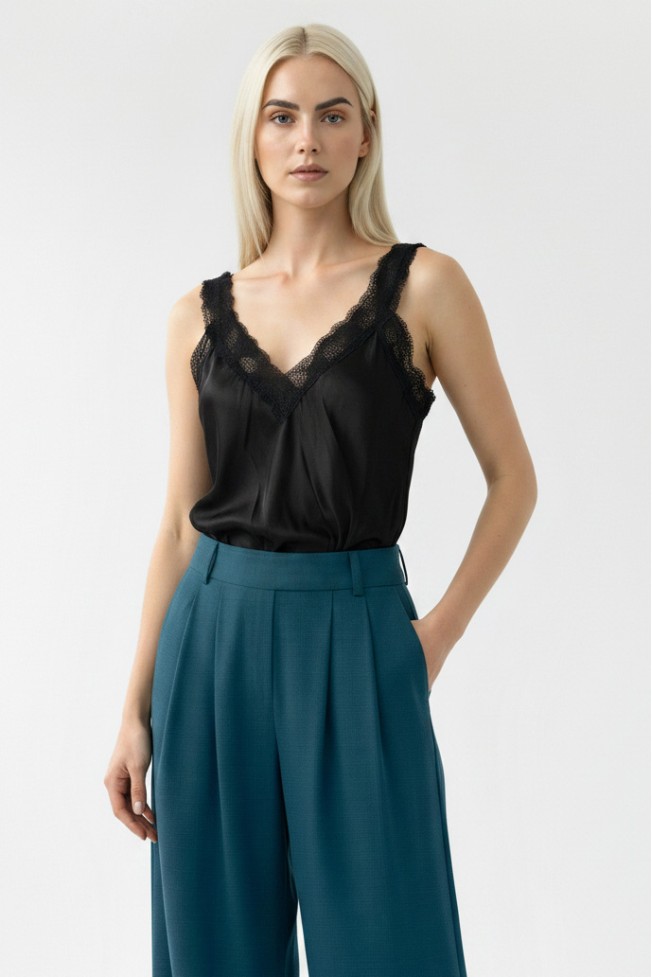 SATIN BLOUSE WITH LACE V