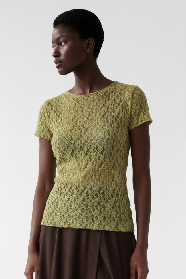 SHORT SLEEVE LACE BLOUSE