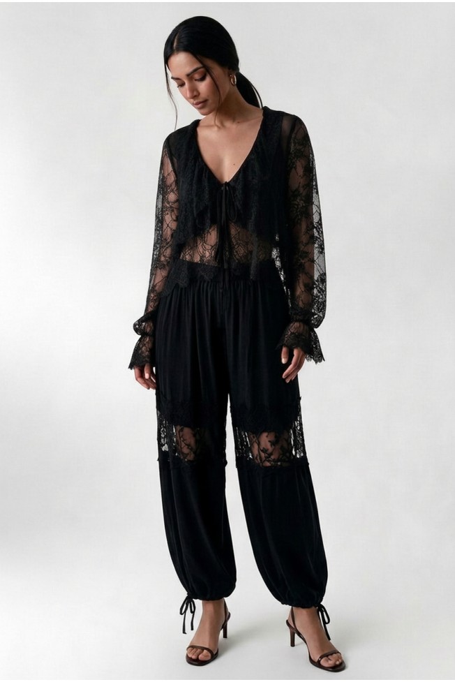 SALVARI PANTS WITH LACE DESIGN