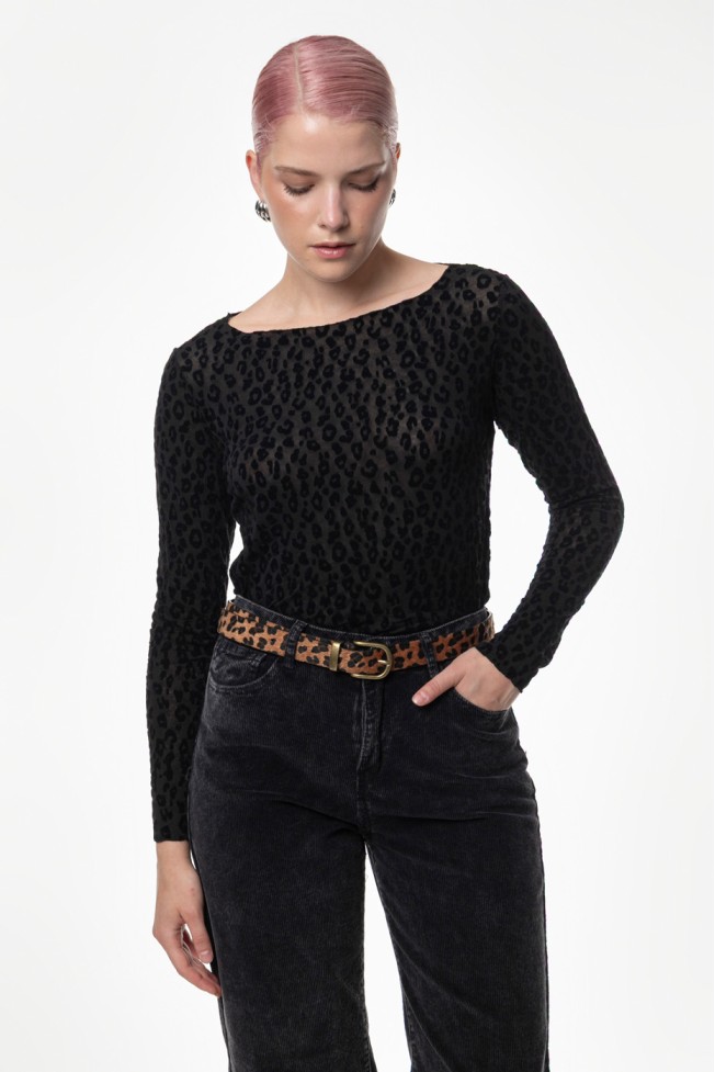 ΠΑΝΤΕΛΟΝΙ ΚΟΤΛΕ WASHED ΜΕ ANIMAL PRINT ΖΩΝΗ